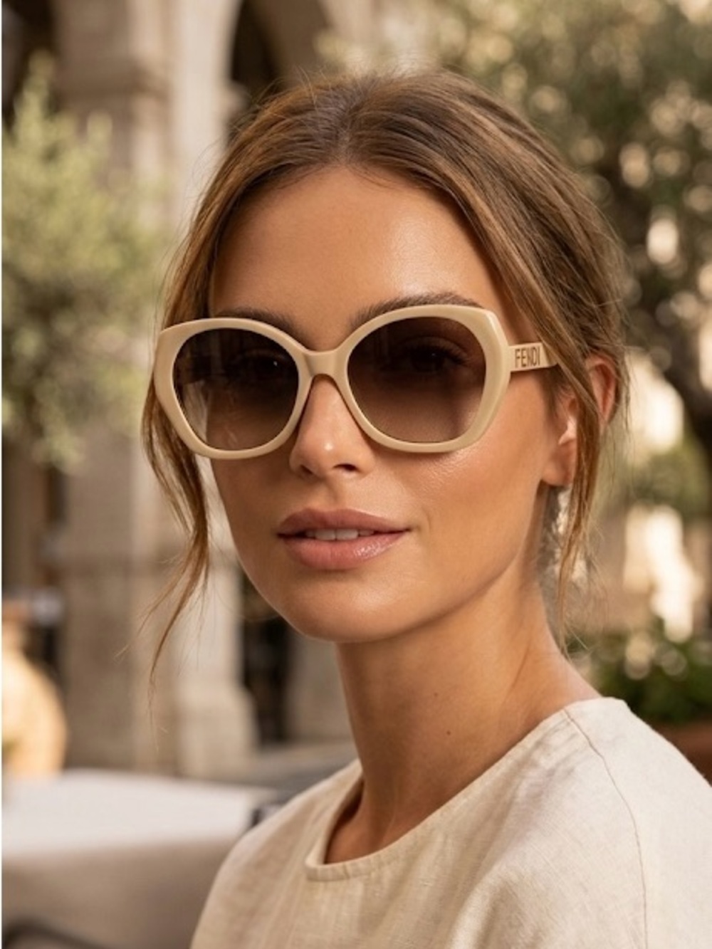 NEW FENDI FE40112I 57F SHINY BEIGE BROWN GRADIENT AUTHENTIC SUNGLASSES